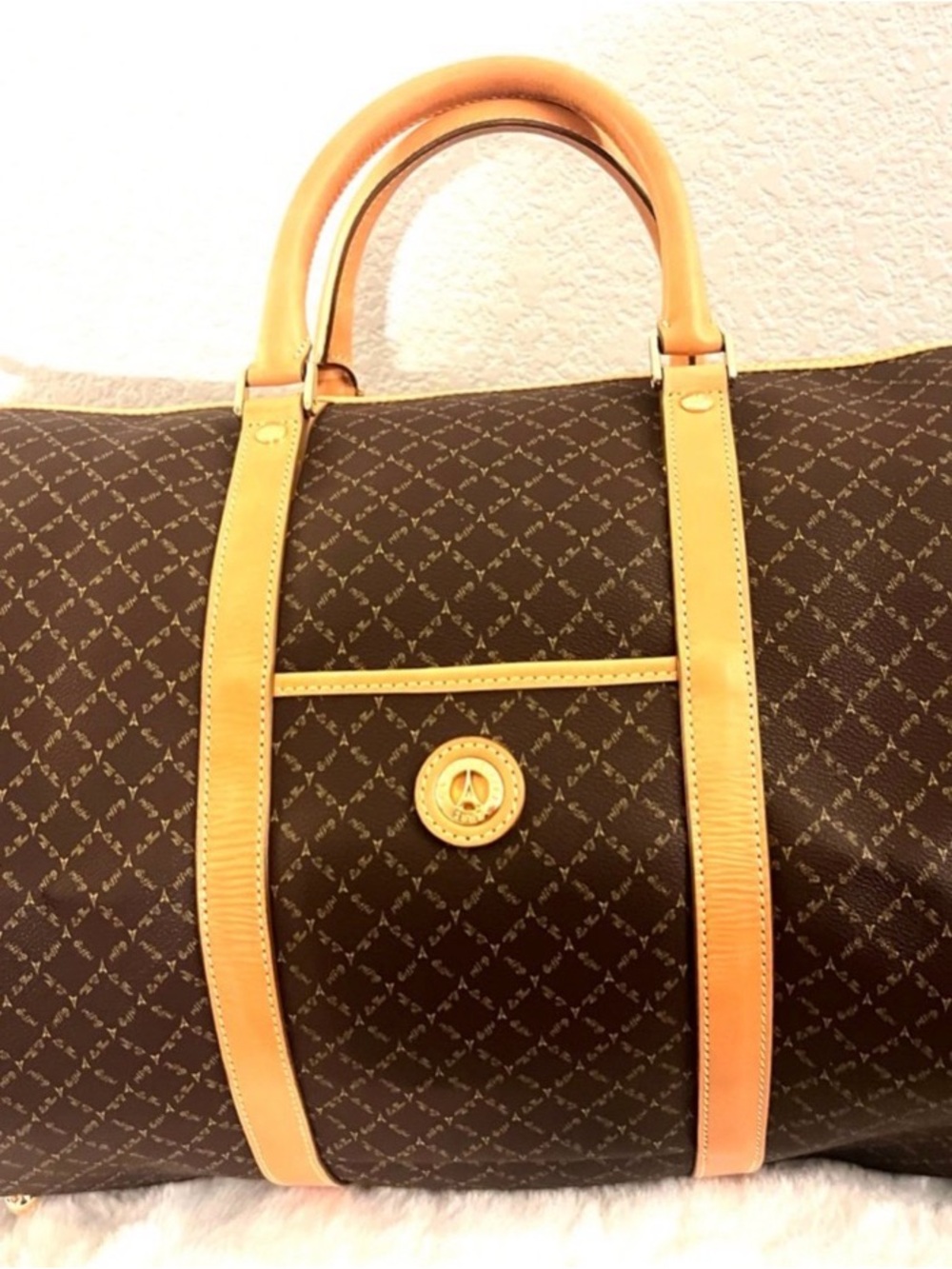La Tour Eiffel 1887 signature monogram leather travel bag/ duffle RARE
